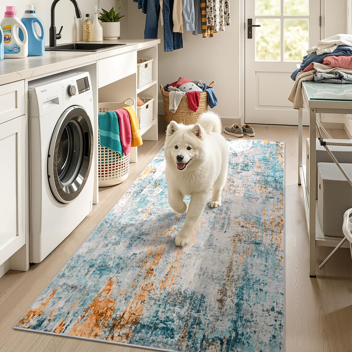 Entrance Rugs Indoor 2x3 Grey Entry Rug Washable Abstract Small Area Rug Non-Slip Low Pile Throw Rugs for Entryway, Kitchen Floor, Front Door Indoor Door Mat, Bathroom, Bedroom Bedside
