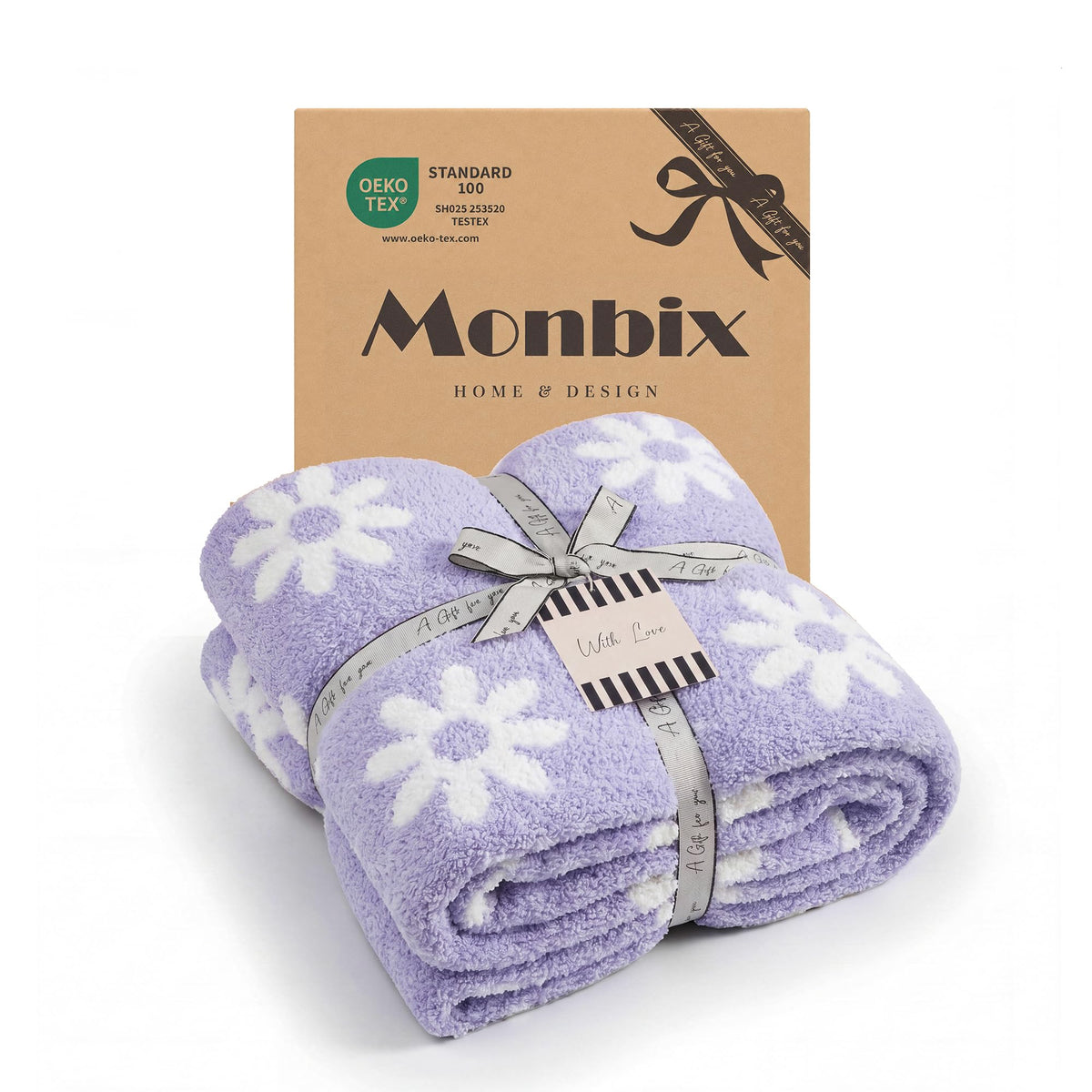 Monbix Throw Blanket for Couch-Room Decor Fuzzy Fleece Flannel Bed Blankets