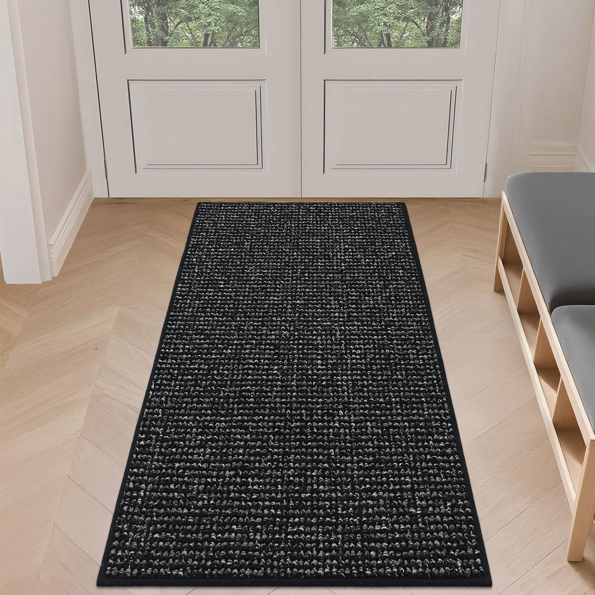 BEQHAUSE Dirt Trapper Door Mat 20"x32", Non-Slip Washable Doormat, Charcoal