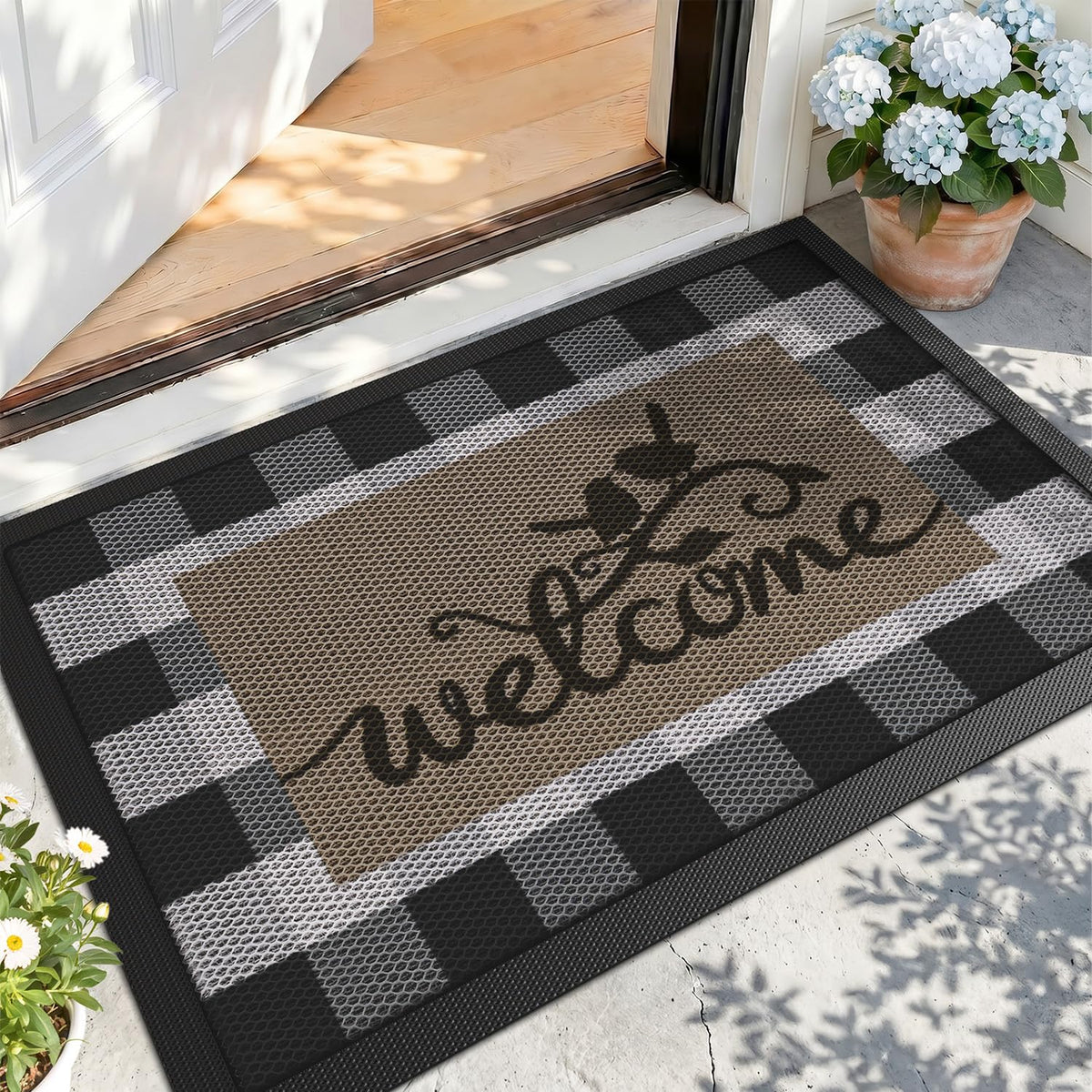 LUMI Outside Welcome Door Mat 24x36, Non-Slip Durable Rubber Easy Clean