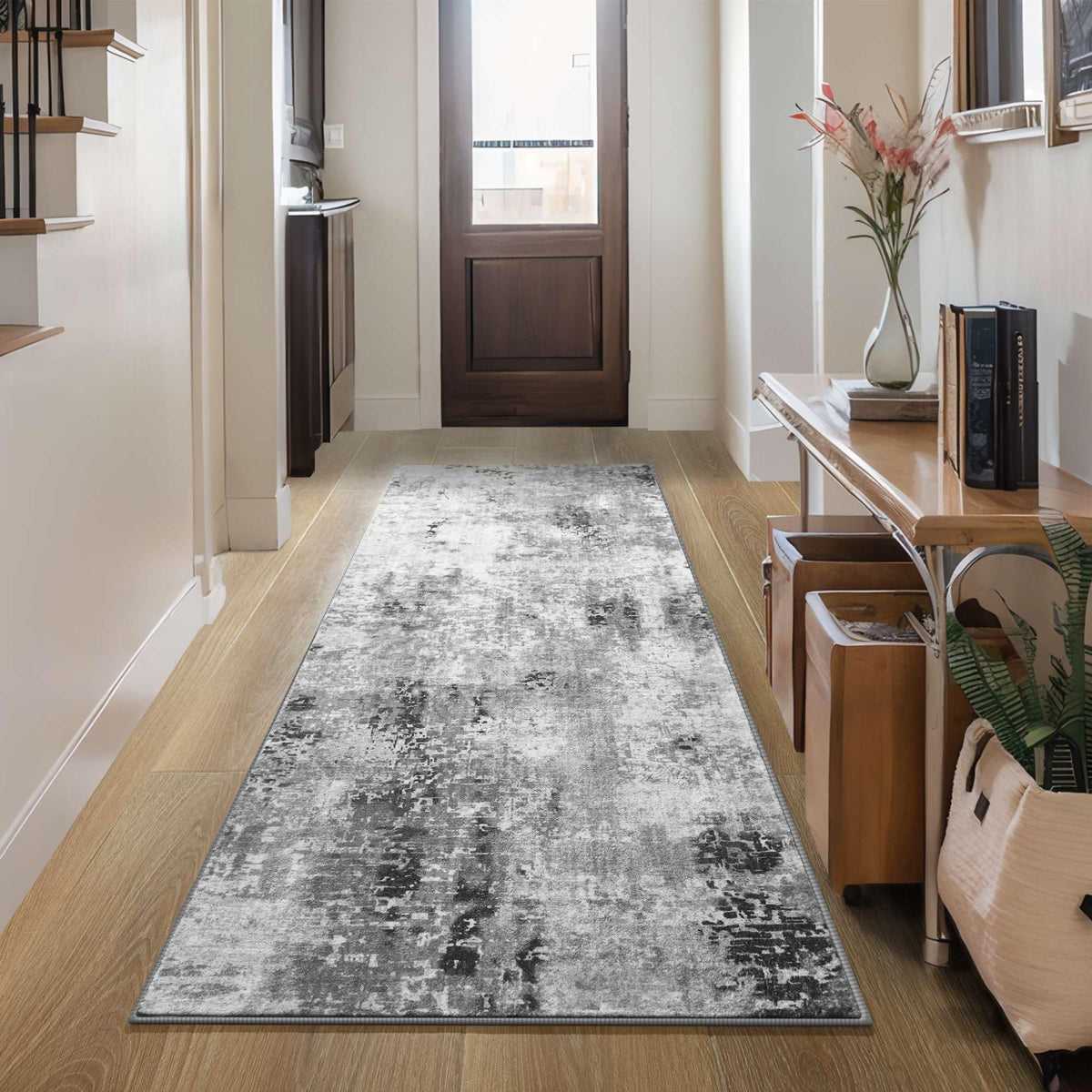 Entrance Rugs Indoor 2x3 Grey Entry Rug Washable Abstract Small Area Rug Non-Slip Low Pile Throw Rugs for Entryway, Kitchen Floor, Front Door Indoor Door Mat, Bathroom, Bedroom Bedside