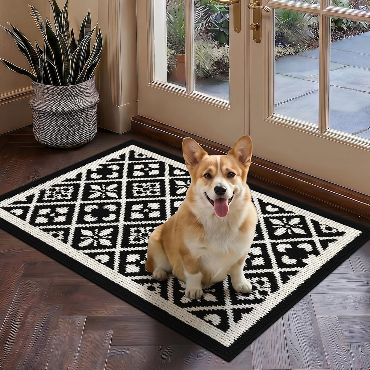 Ileading Fall Indoor Door Mat Washable Orange Muddy Rugs for Dogs 2x3ft