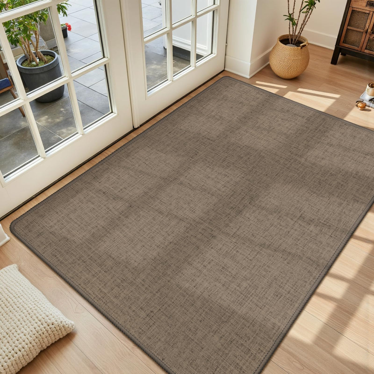 LEKEEPGO Ultra Thin Indoor Door Mat 17"x29", Non Slip Door Mat, Khaki