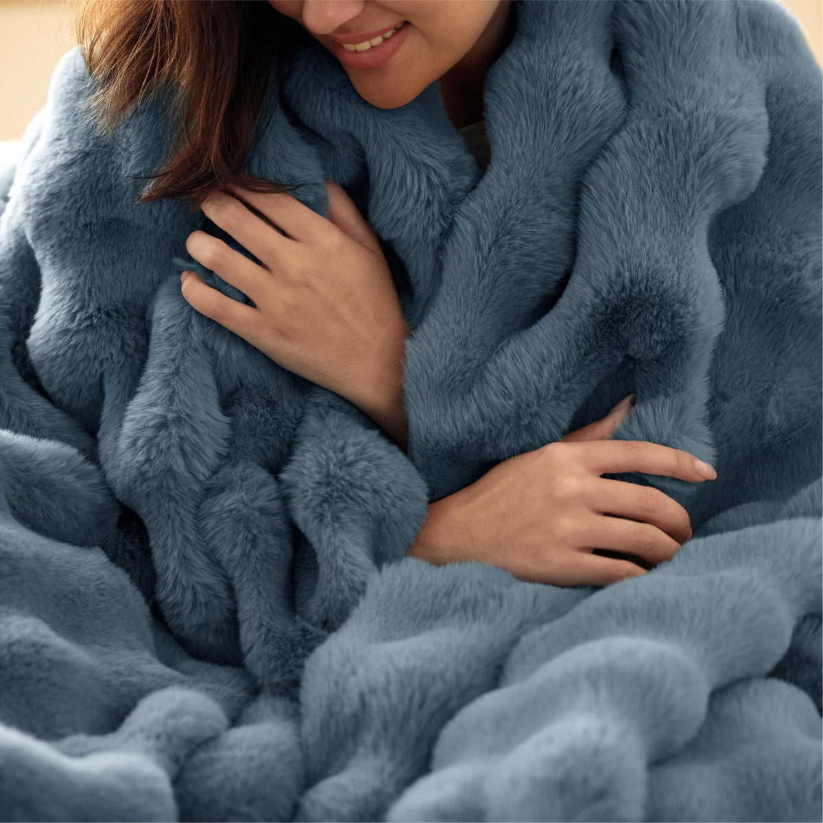 Bedsure Fluffy Bubble Faux Fur Throw Blanket, 50"x60", Tie-dye Taupe