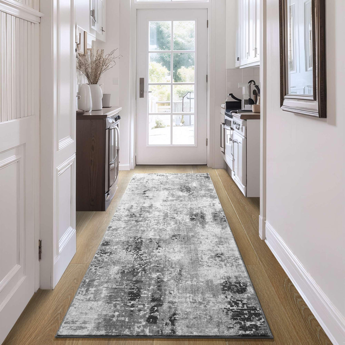 Entrance Rugs Indoor 2x3 Grey Entry Rug Washable Abstract Small Area Rug Non-Slip Low Pile Throw Rugs for Entryway, Kitchen Floor, Front Door Indoor Door Mat, Bathroom, Bedroom Bedside