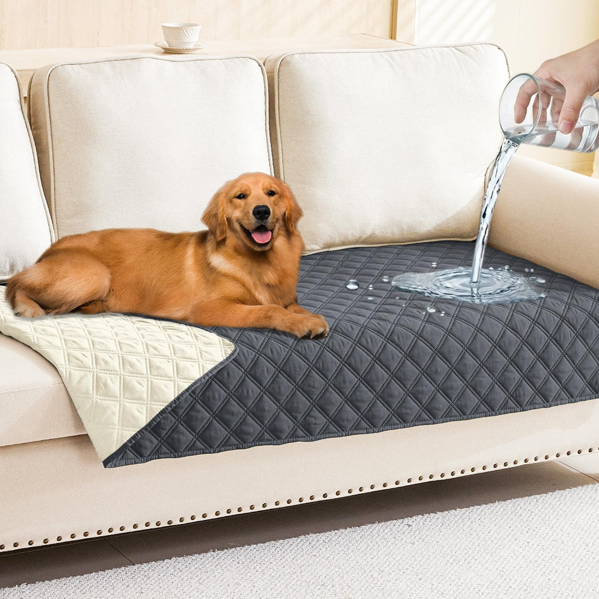 Smiry Waterproof Reversible Pet Couch Covers for Dogs