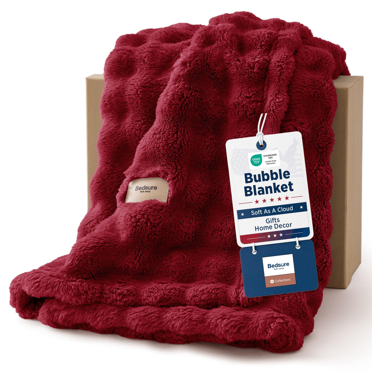 Bedsure Cloud Bubble Blanket, Soft Cozy Throw, Beige, 50"×60"