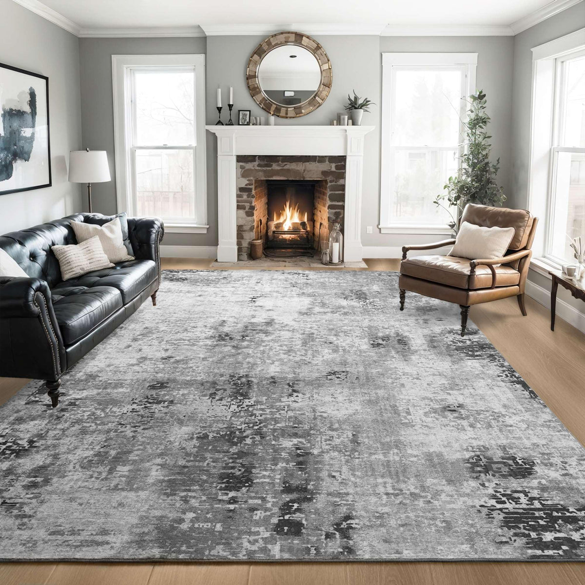 Entrance Rugs Indoor 2x3 Grey Entry Rug Washable Abstract Small Area Rug Non-Slip Low Pile Throw Rugs for Entryway, Kitchen Floor, Front Door Indoor Door Mat, Bathroom, Bedroom Bedside