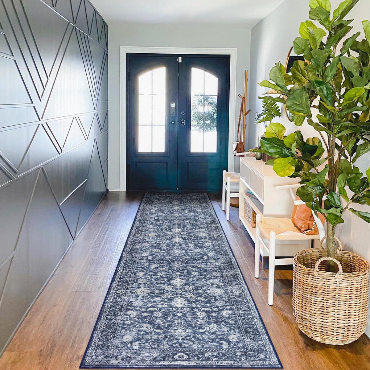 KILOCOCO 2x3 Washable Rug Small Entryway Rugs Indoor Door Mat, Blue/Navy