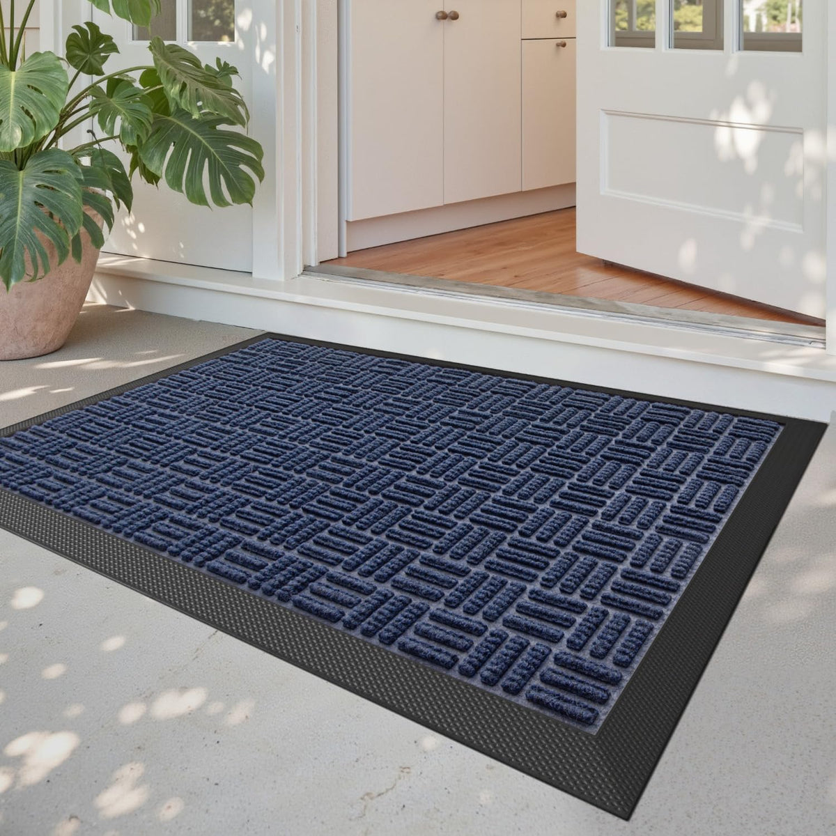 DEXI Front Door Mat Outside Entrance 48x72 Rubber Entry Doormat Brown