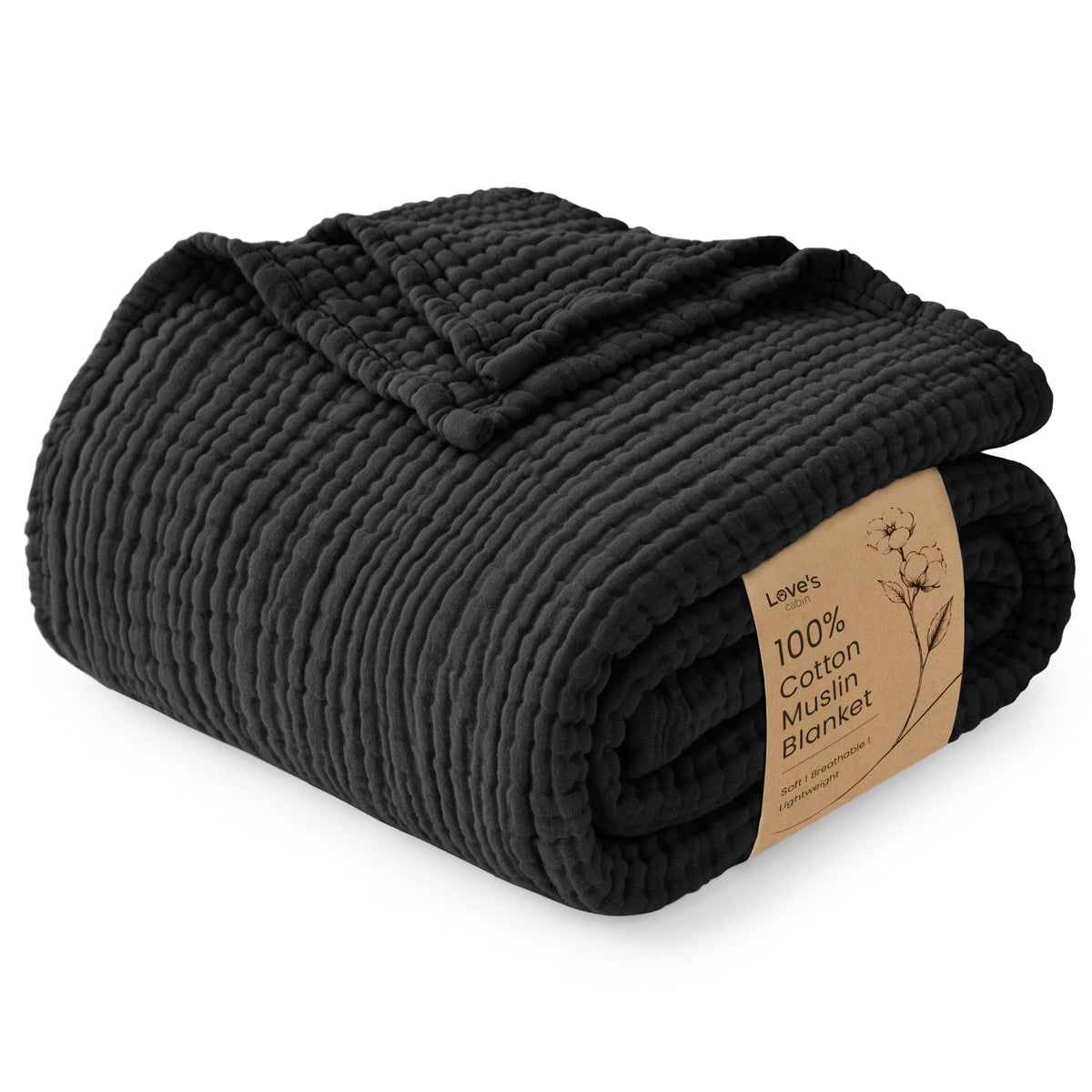Love's cabin 100% Cotton Muslin Blanket Throw for Couch, Khaki