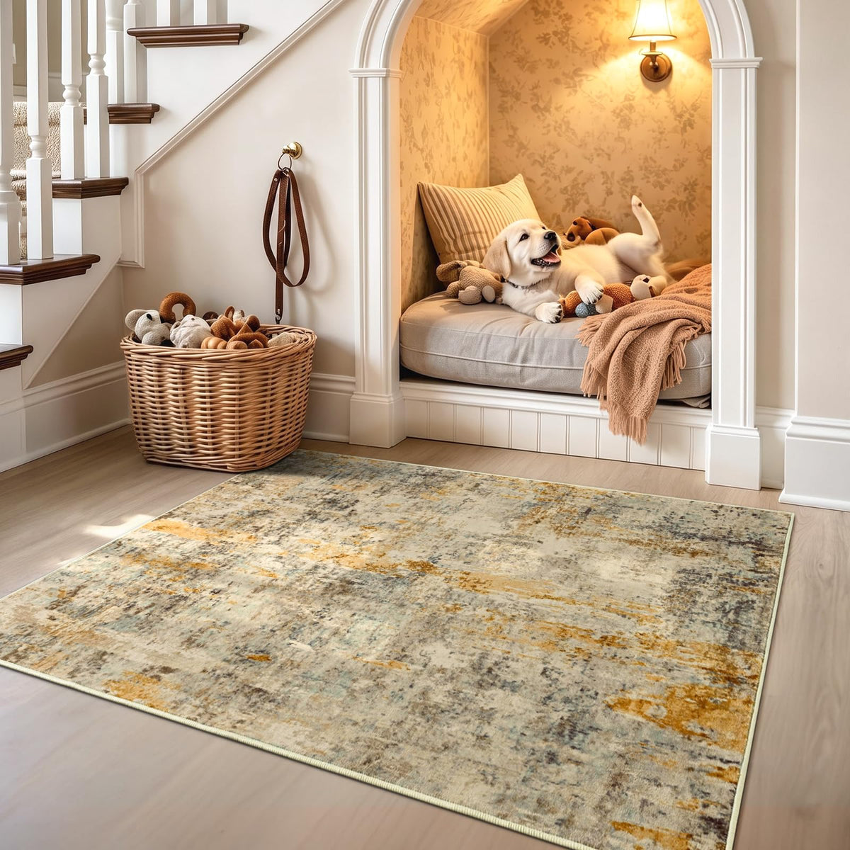Entrance Rugs Indoor 2x3 Grey Entry Rug Washable Abstract Small Area Rug Non-Slip Low Pile Throw Rugs for Entryway, Kitchen Floor, Front Door Indoor Door Mat, Bathroom, Bedroom Bedside