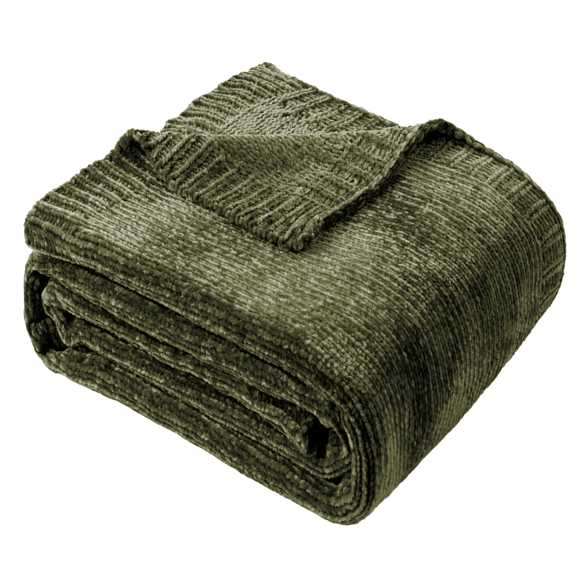 Chenille Throw Blanket for Couch, Knit Throw Blanket 51"x67", Ivory White
