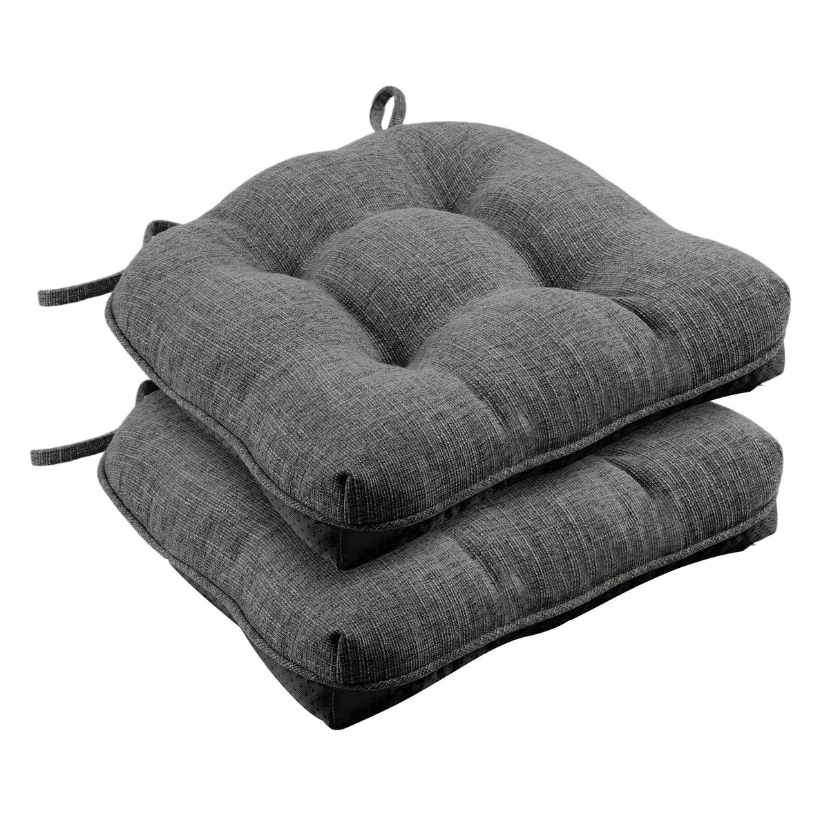 Wellsin Chair Cushions for Dining Chairs, Non-Slip Kitchen Chair Pads with Ties, Tufted Shredded Foam Kitchen Chair Cushions Set of 4, 15.5" X 15.5", Black