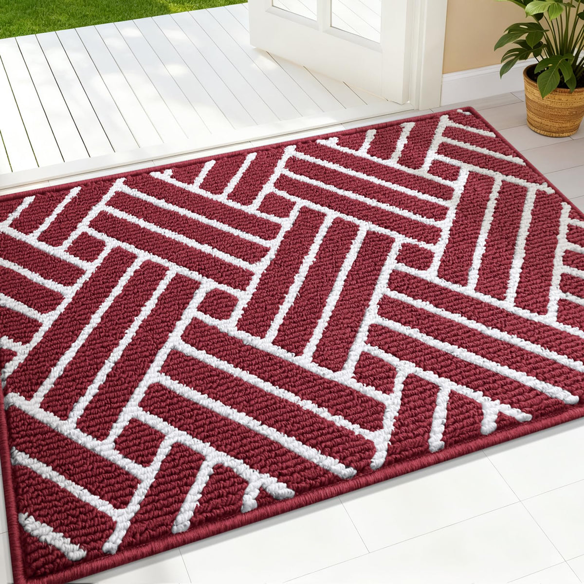 OLANLY Indoor Door Mat 32x20, Low-Profile Dirt Resistant Doormat, Grey