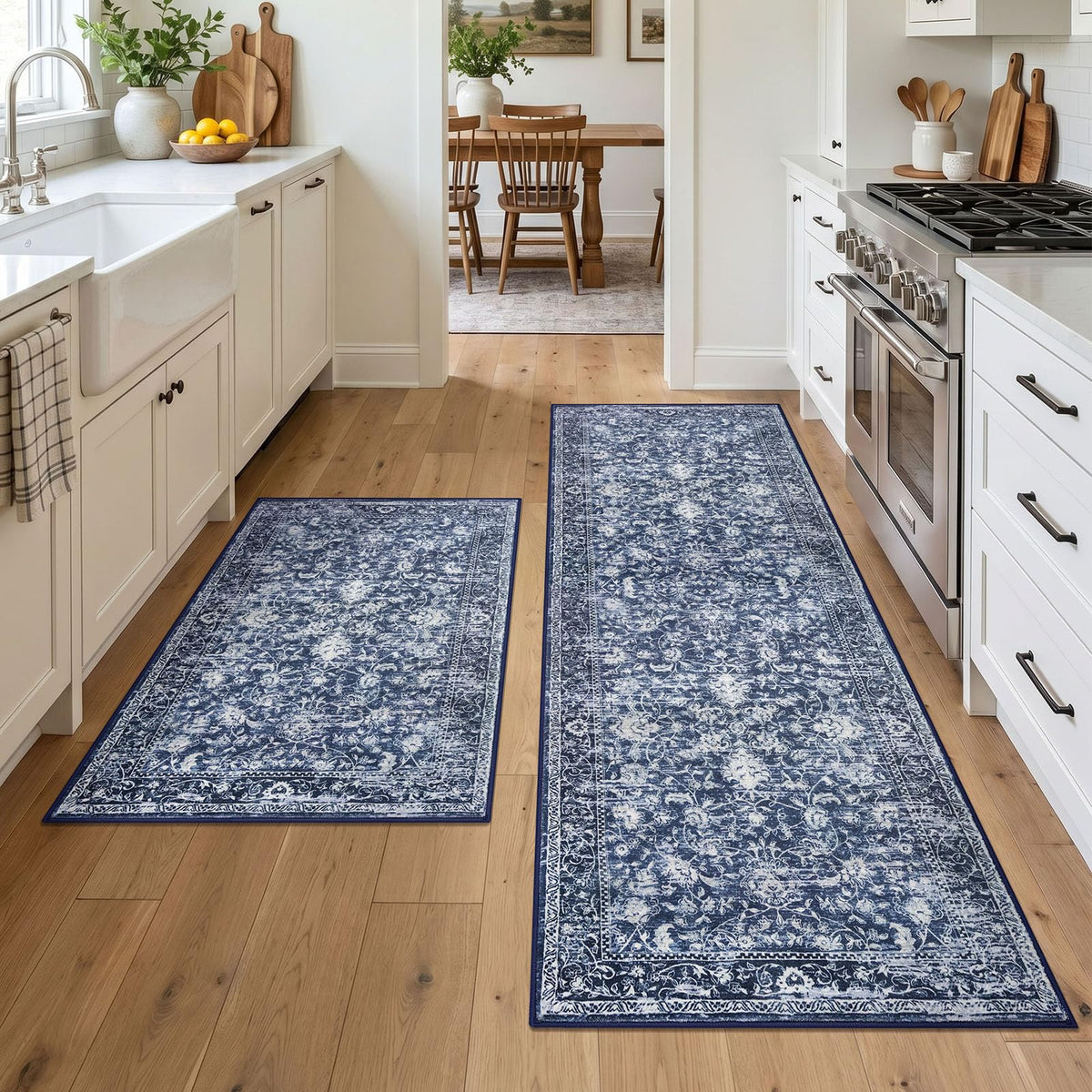 KILOCOCO 2x3 Washable Rug Small Entryway Rugs Indoor Door Mat, Blue/Navy