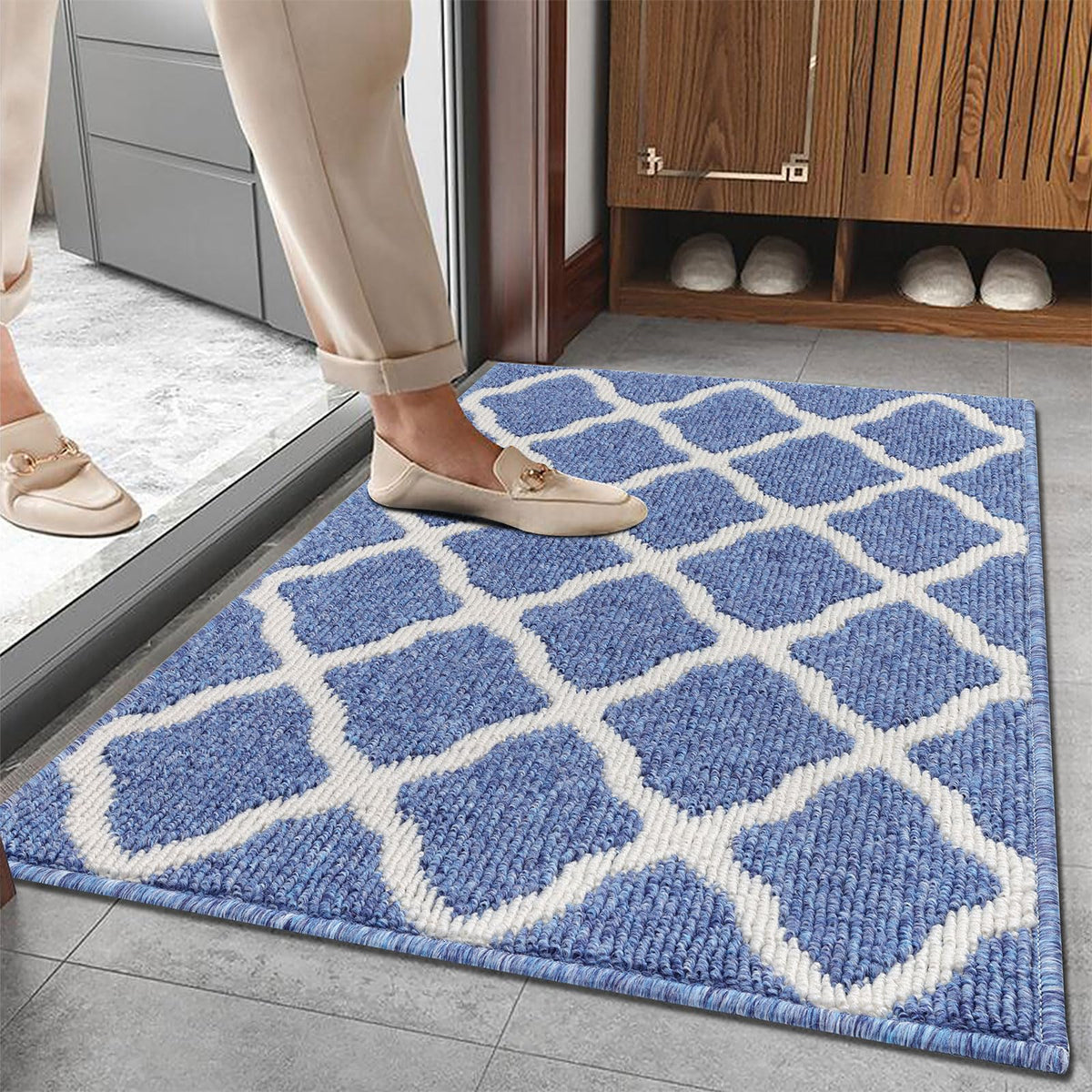 SHACOS Door Mats 20"x32" Indoor Washable Kitchen Entryway Rug Non Slip Absorbent Floor Mat for Home Entrance Garage, Light Gray