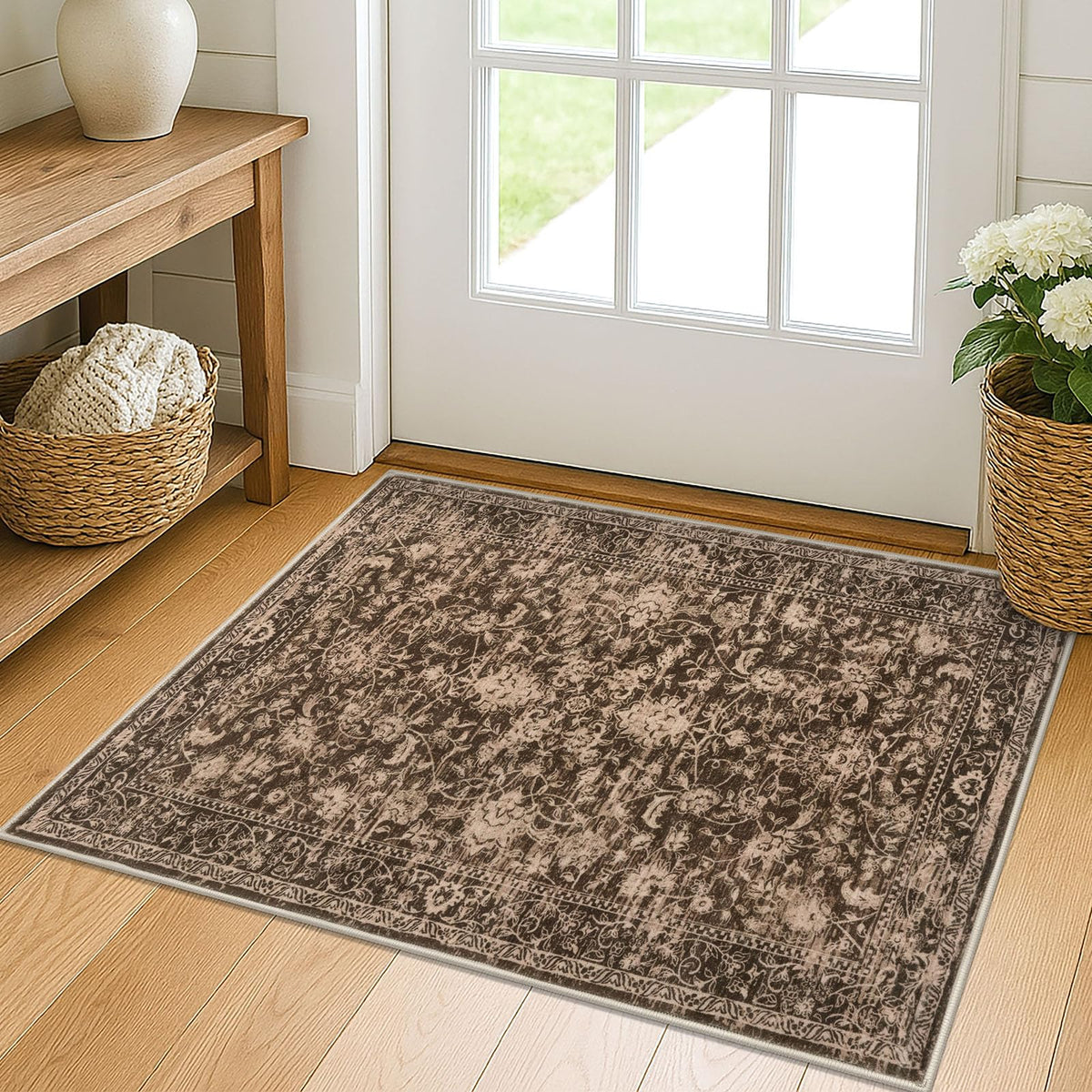 KILOCOCO 2x3 Washable Rug Small Entryway Rugs Indoor Door Mat, Blue/Navy