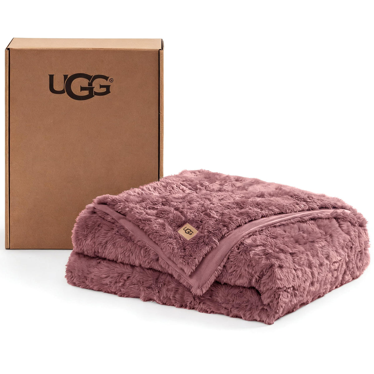 UGG Adalee Throw Blanket for Sofa, Faux Fur Blanket, 50" x 70", Seal Grey