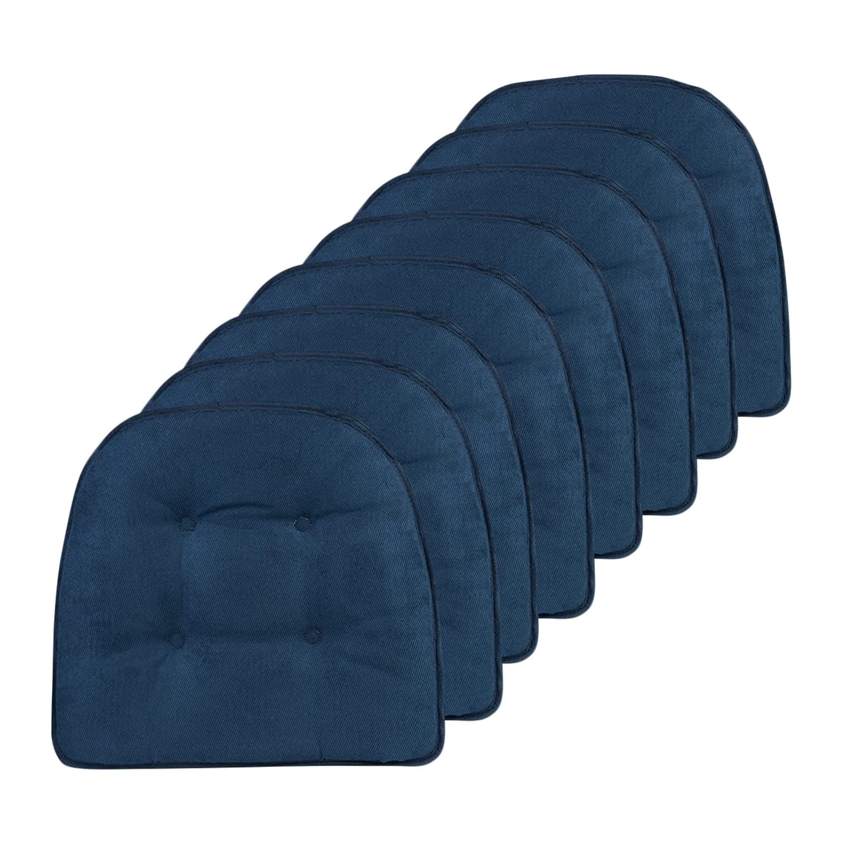 Klear Vu Omega Non-Slip Chair Cushions, Assembled in USA, U-Shaped Skid-Proof Seat Pads for Dining Room, Kitchen, Office, 15"x16" 4 Pack Slub Natural 4 Count