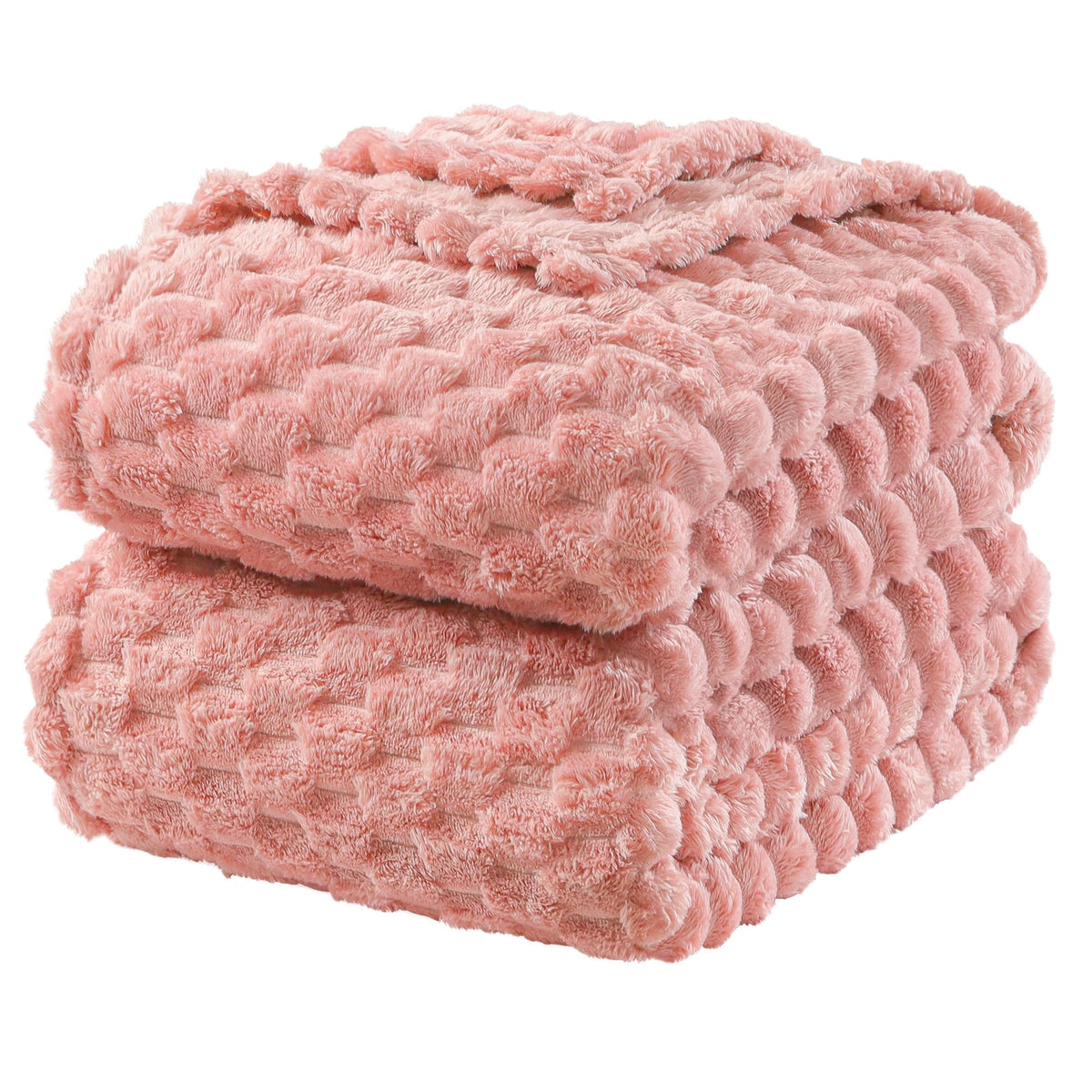 Exclusivo Mezcla Large 3D Fleece Throw Blanket for Couch, Ivory