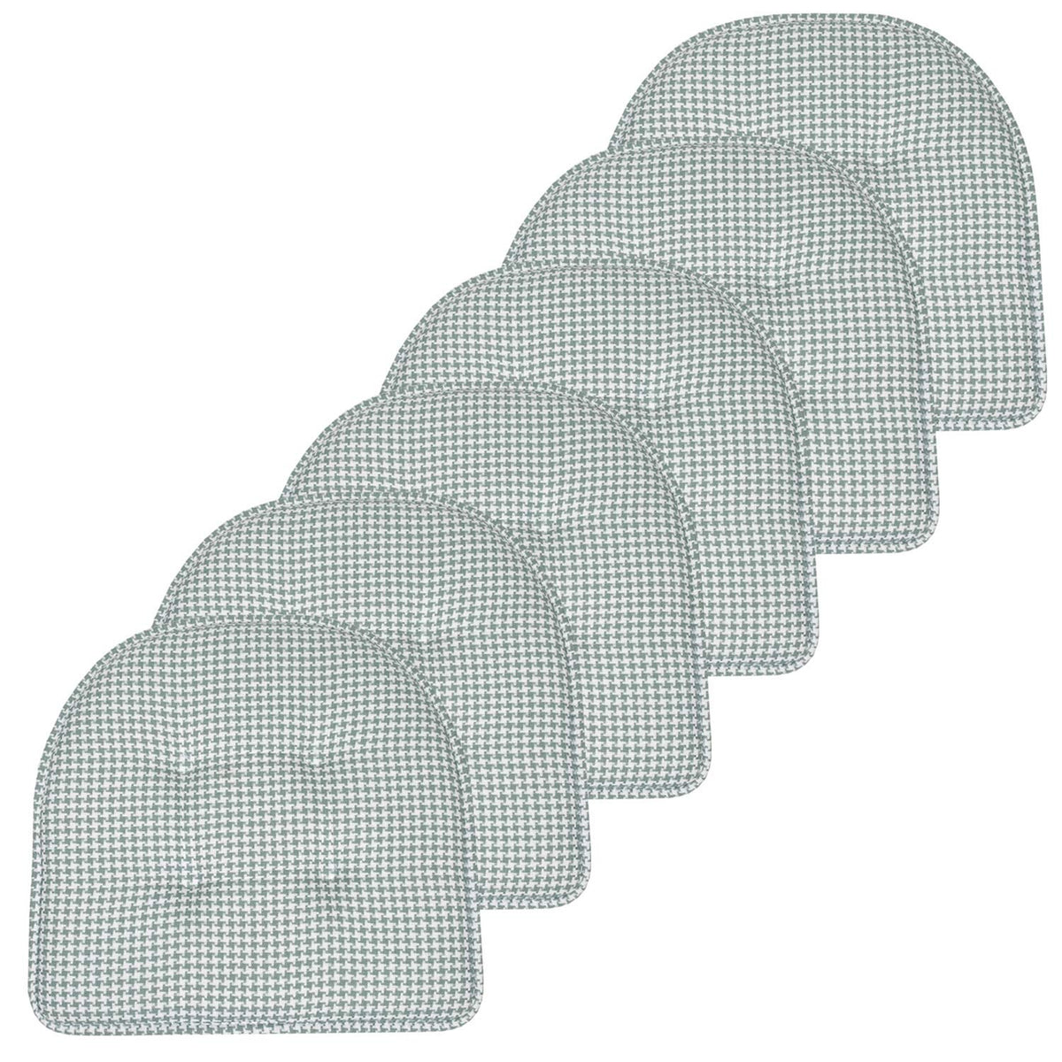 Sweet Home Collection Chair Cushion Memory Foam Pads Tufted Slip Non Skid Rubber Back U-Shaped 17" x 16" Seat Cover, 4 Count (Pack of 1), Army Green