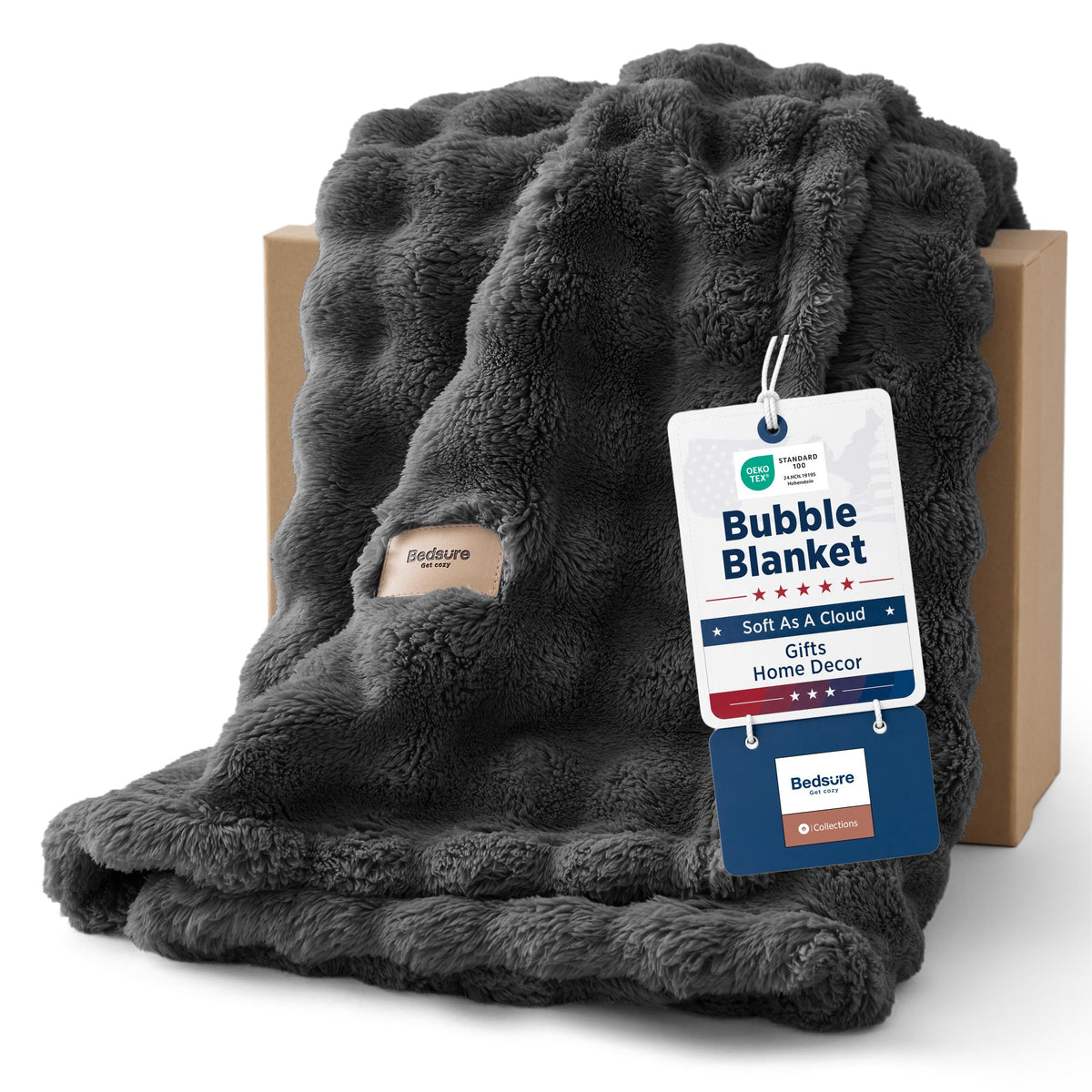 Bedsure Cloud Bubble Blanket, Soft Cozy Throw, Beige, 50"×60"