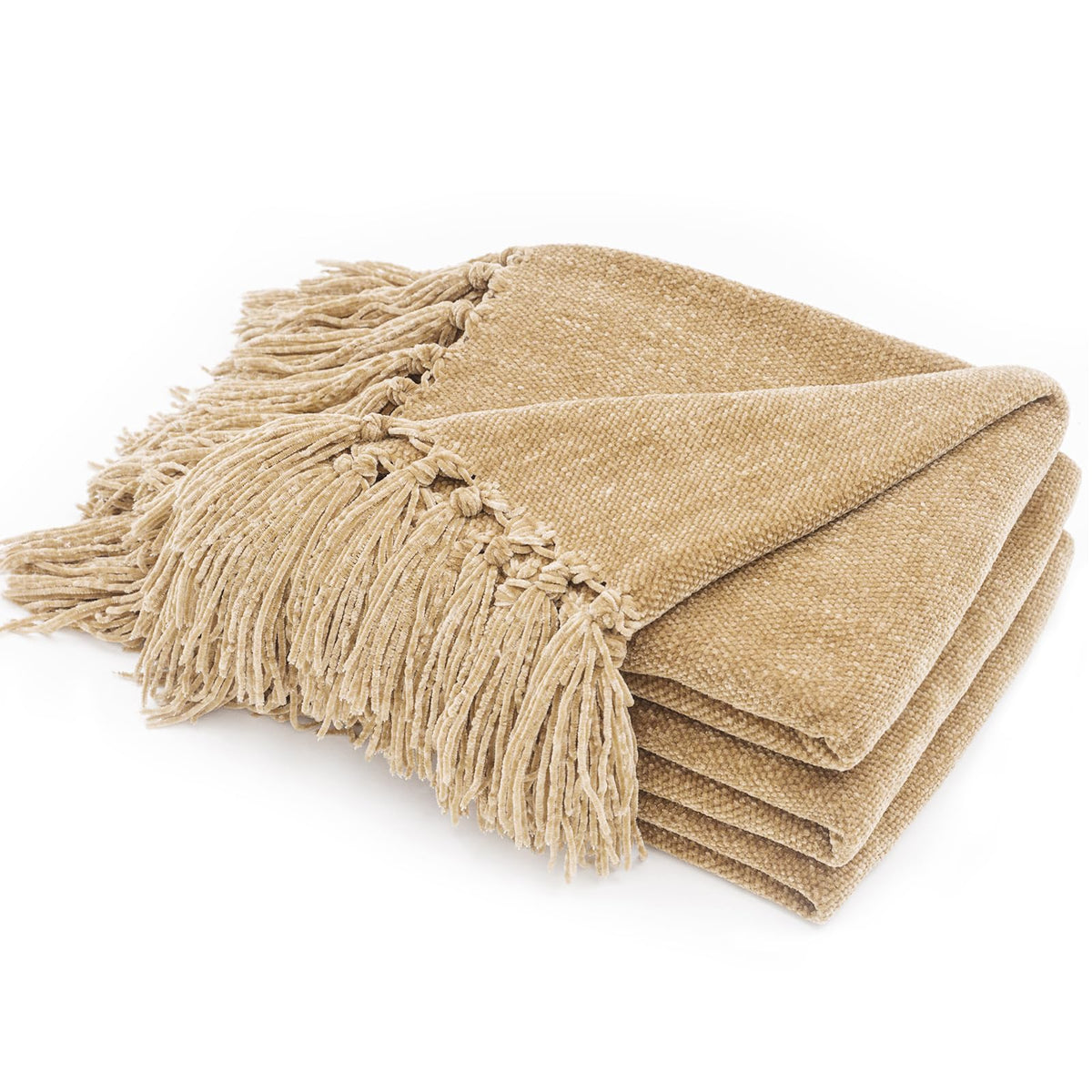 RECYCO Throw Blanket Soft Cozy Chenille Throw Blanket with Fringe Tassel for Couch Sofa Chair Bed Living Room Gift (Rust, 50" x 60")