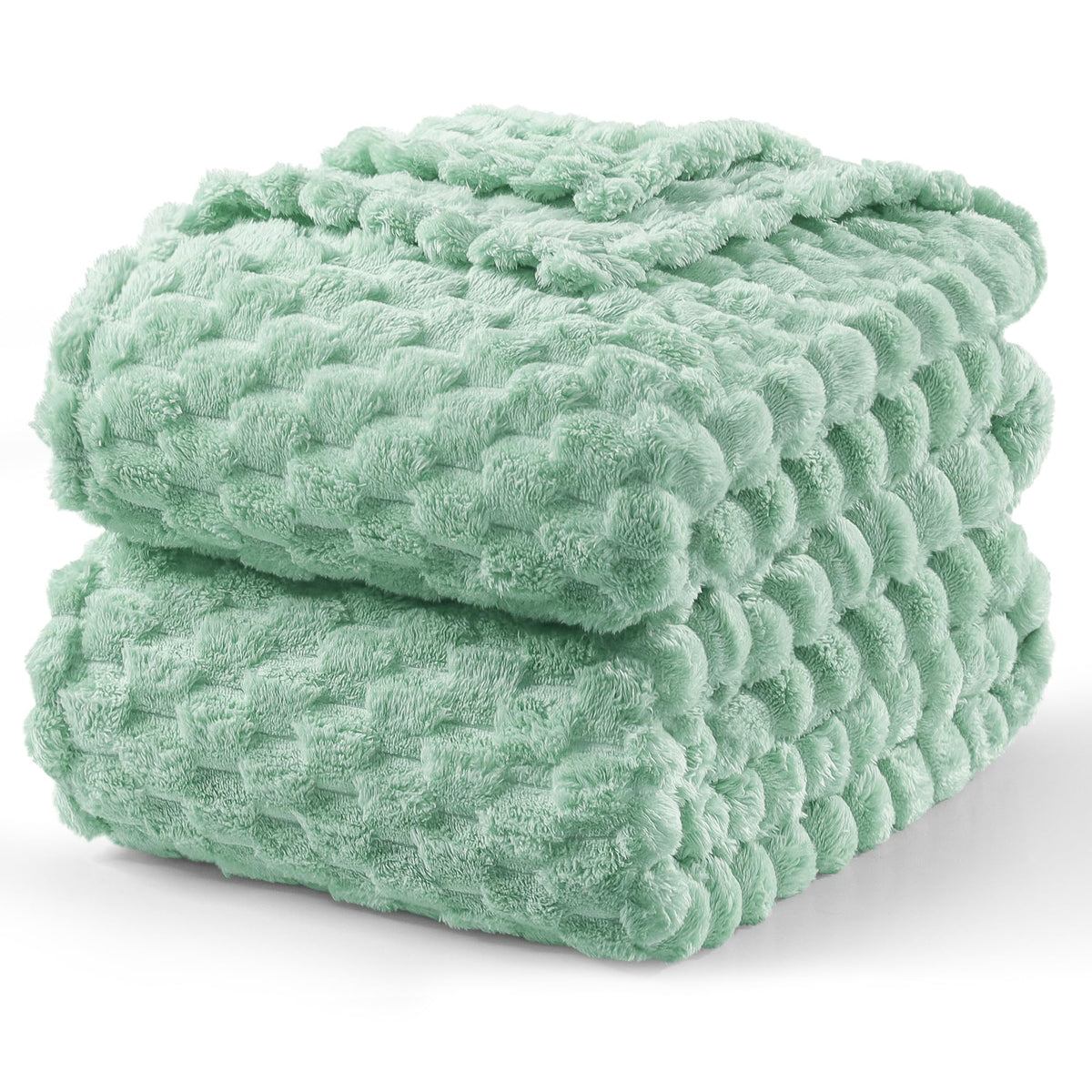 Exclusivo Mezcla Large 3D Fleece Throw Blanket for Couch, Ivory