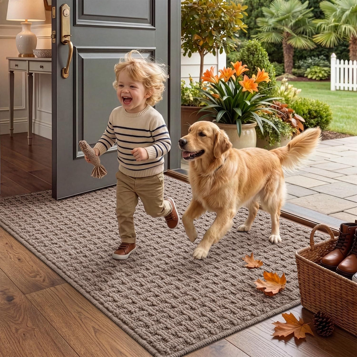 LUMI Washable Indoor Door Mat for Entryway 24x36, Entrance Mat, Taupe