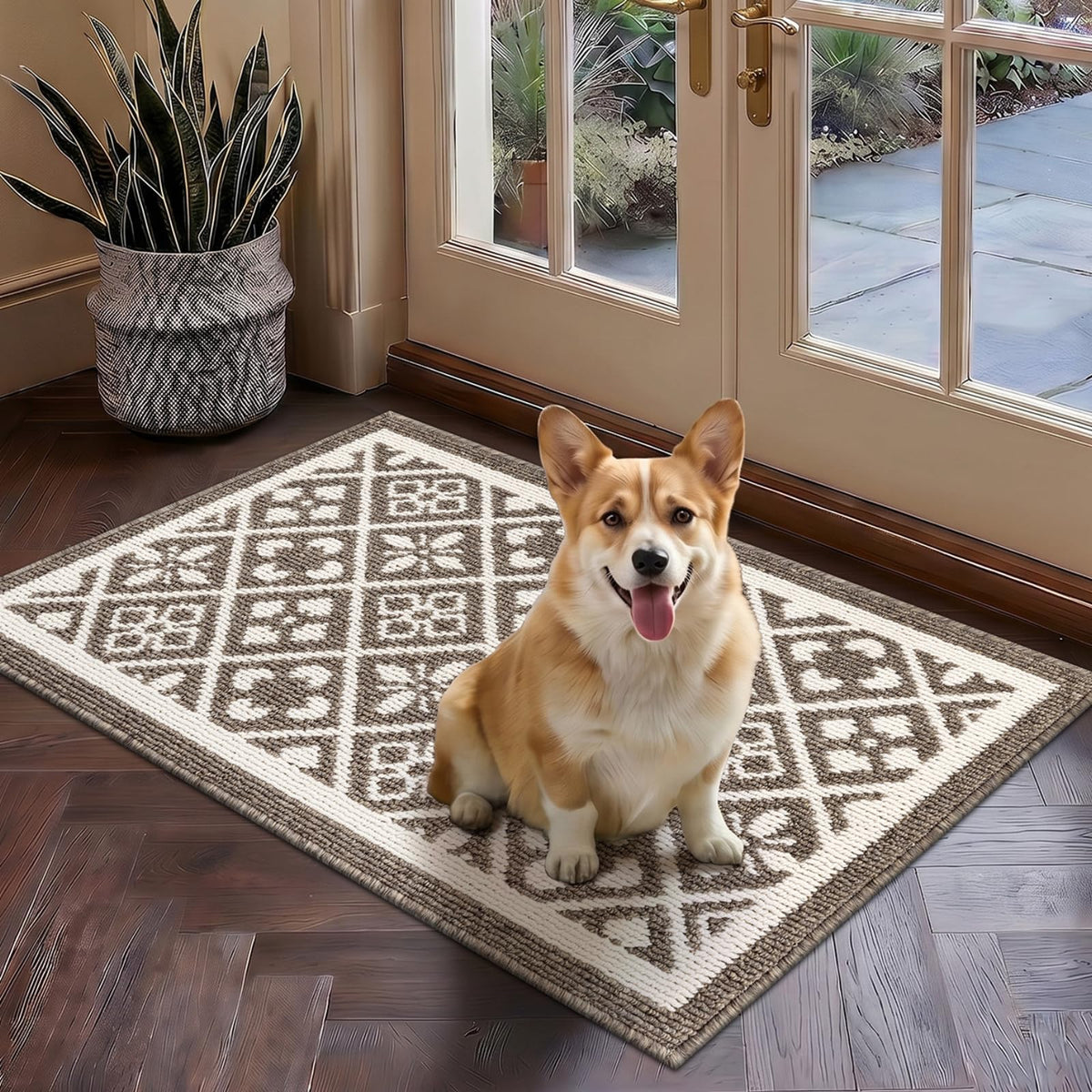 Ileading Fall Indoor Door Mat Washable Orange Muddy Rugs for Dogs 2x3ft
