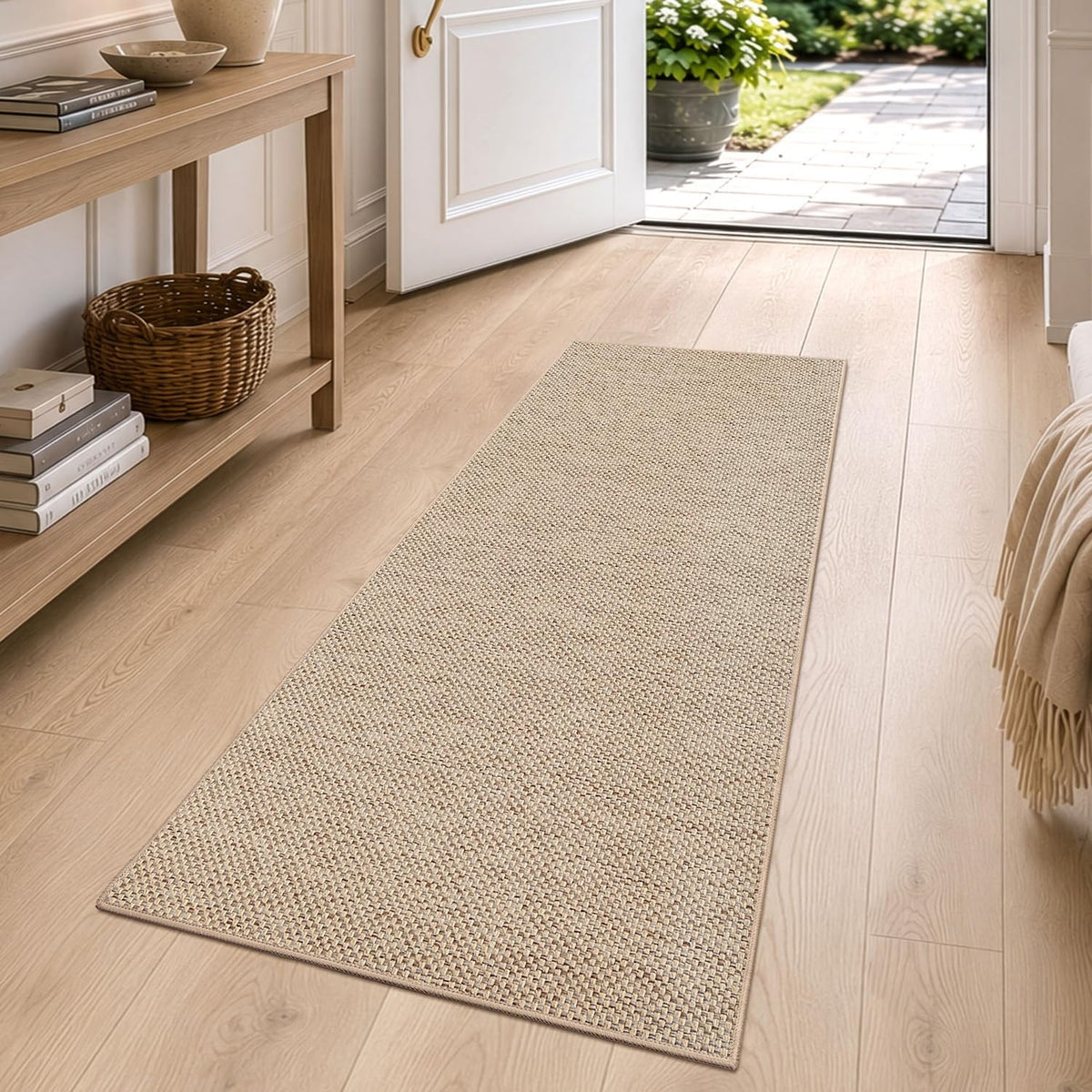 DEXI Thin Door Mat Indoor Entrance 24x36, Non Slip Entryway Mat, Dark Beige