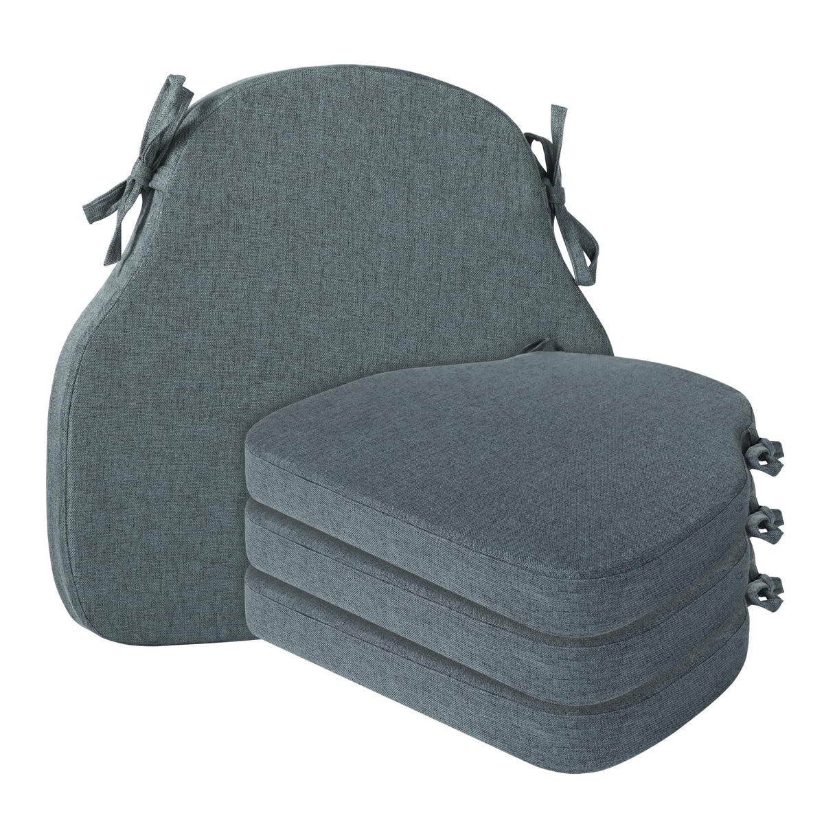 Brown Striped Winsor Chair Cushions Pads with Ties Set of 2