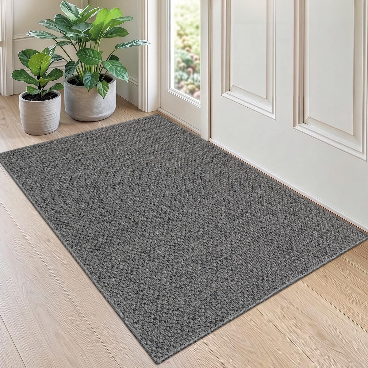 DEXI Thin Door Mat Indoor Entrance 24x36, Non Slip Entryway Mat, Dark Beige