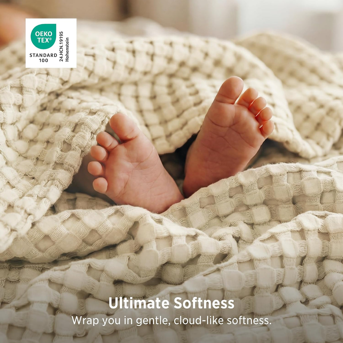 Bedsure Cooling Waffle Blanket for Hot Sleepers, Natural, King, 104" X 90"