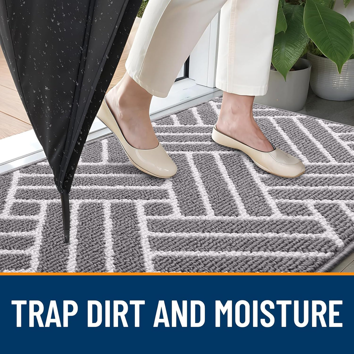 OLANLY Indoor Door Mat 32x20, Low-Profile Dirt Resistant Doormat, Grey