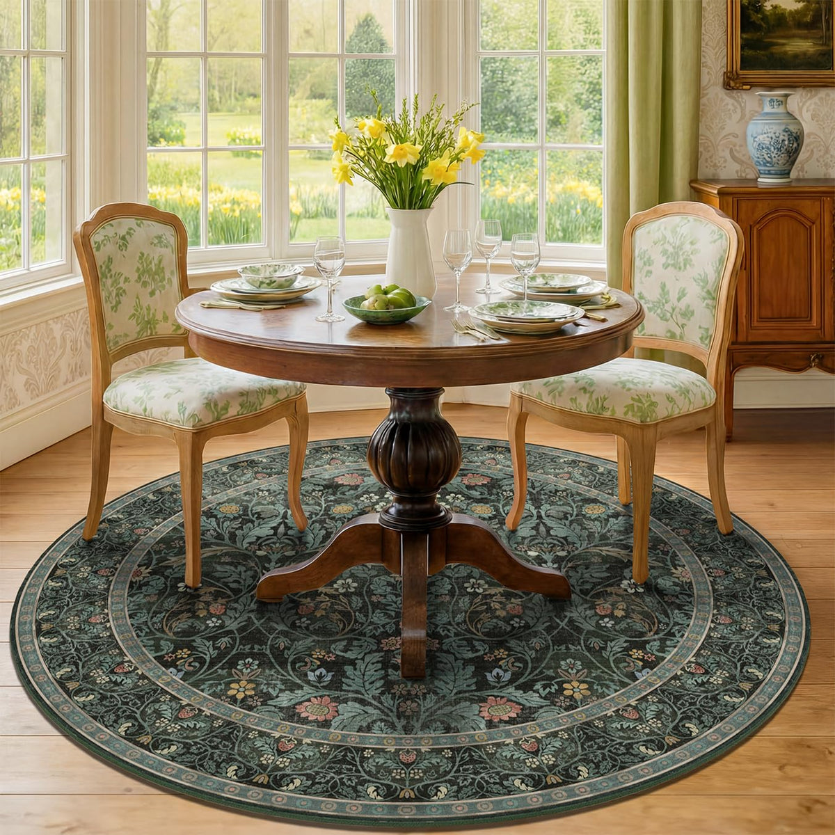 Dark Brown 2x3 Washable Entry Rug, Throw Small Rugs for Entryway Kitchen Bathroom Indoor Door Mat, Farmhouse Floral & Botanical Door Mats, Low Pile Soft Stain Resistant Carpet