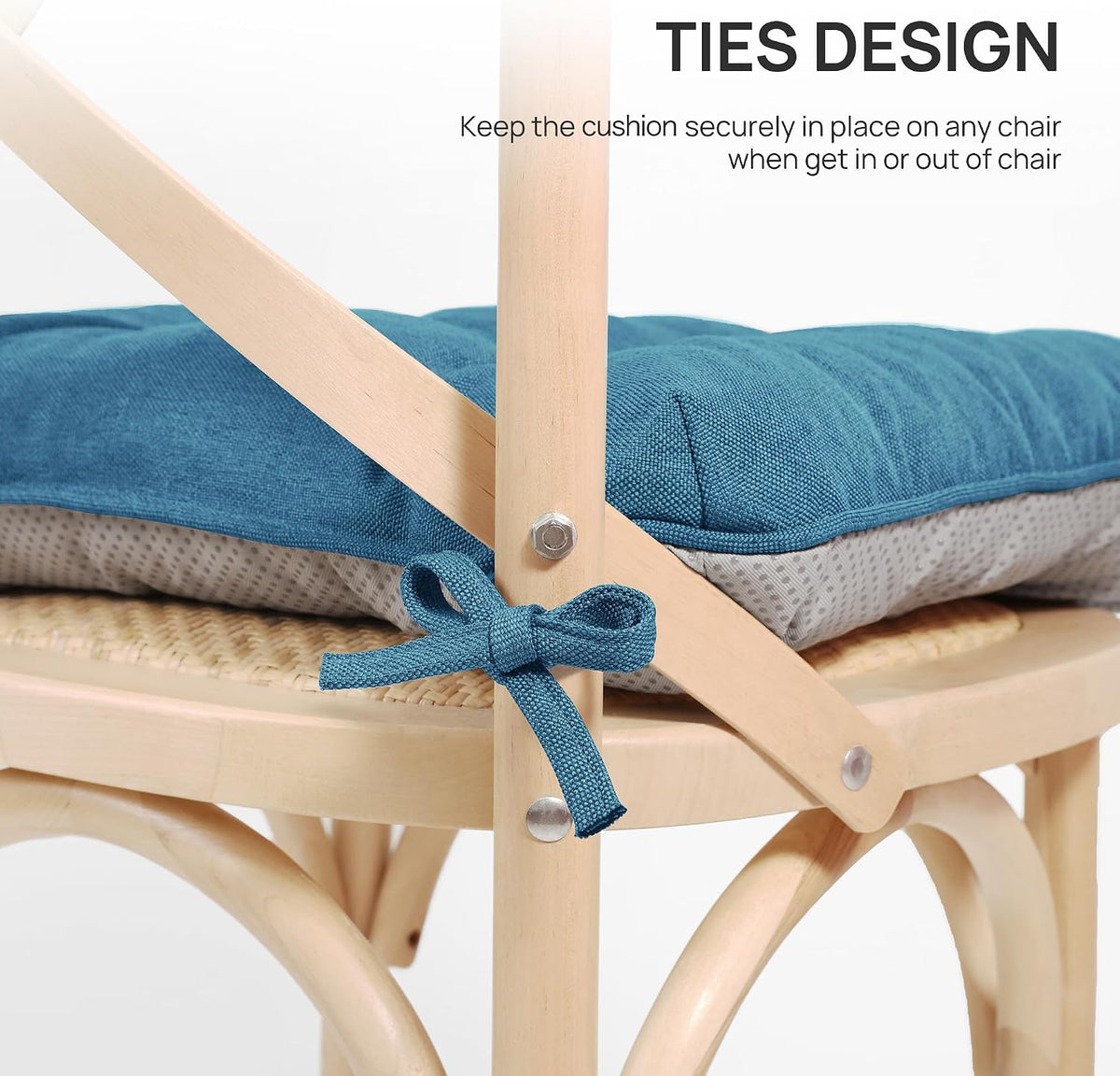 Love's cabin Memory Foam Chair Cushions Set of 4, 15.5 Inch, Blue