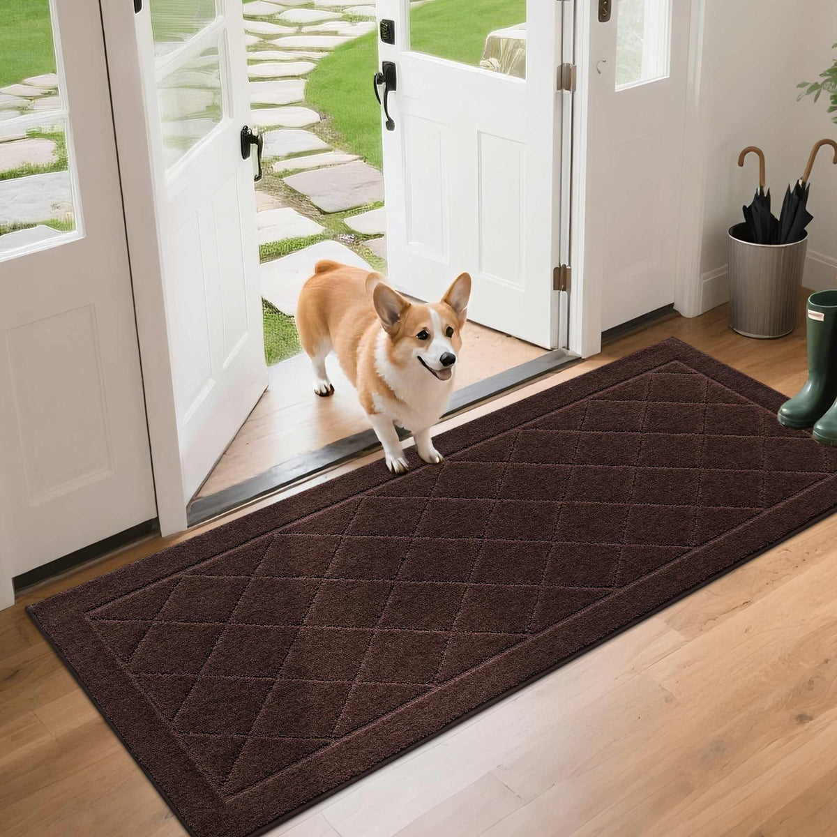 BEQHAUSE Dirt Trapper Door Mat 20" x 32", Doormat Non-Slip, Navy Blue