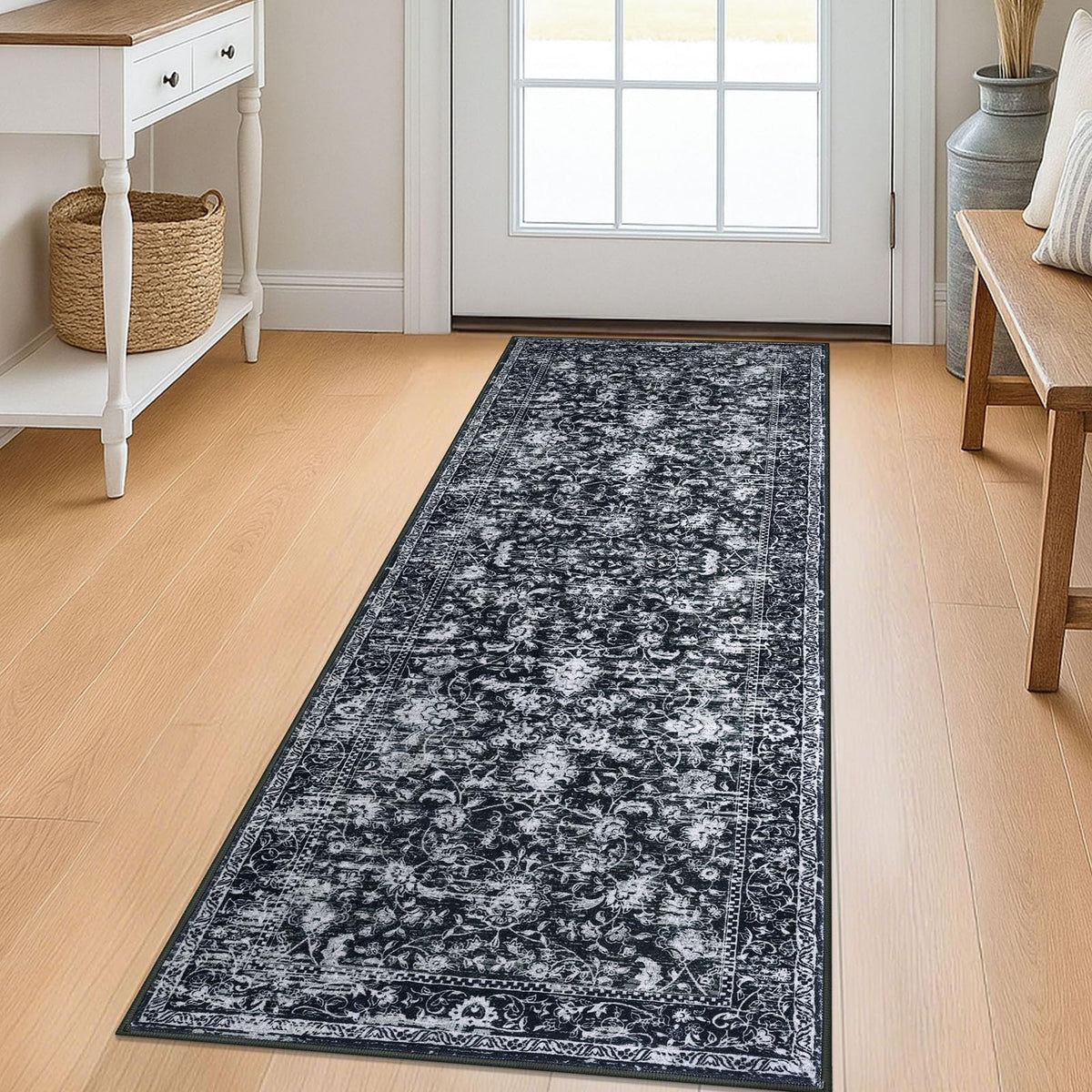 KILOCOCO 2x3 Washable Rug Small Entryway Rugs Indoor Door Mat, Blue/Navy