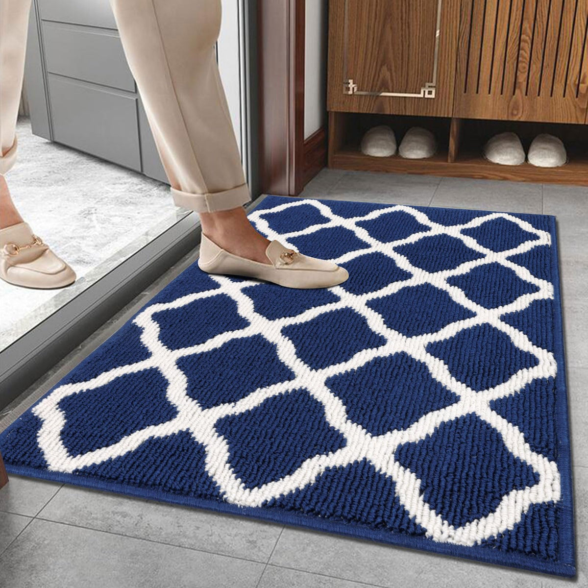 SHACOS Door Mats 20"x32" Indoor Washable Kitchen Entryway Rug Non Slip Absorbent Floor Mat for Home Entrance Garage, Light Gray