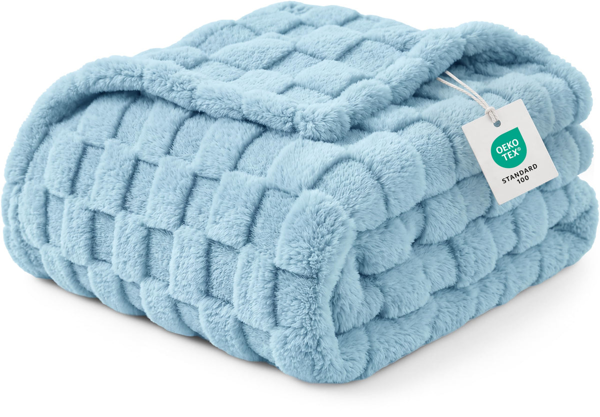 Utopia Bedding Plush Checkered Fleece Blanket Cool Grey Throw, 50x60 Inch