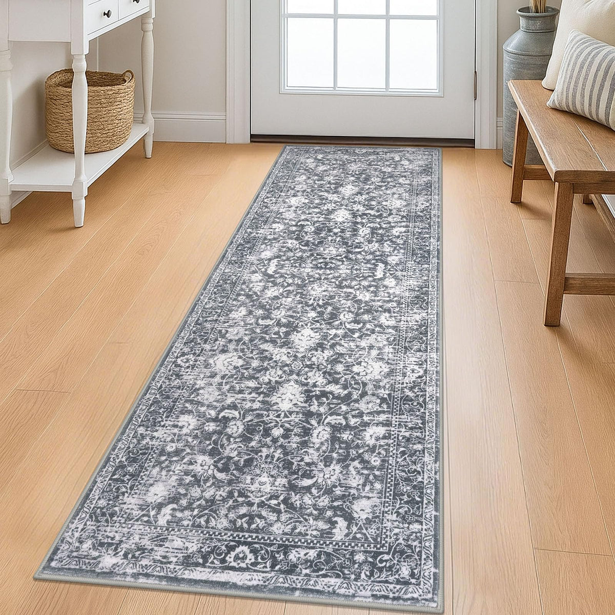 KILOCOCO 2x3 Washable Rug Small Entryway Rugs Indoor Door Mat, Blue/Navy