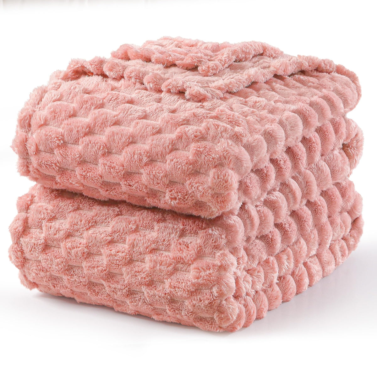 Exclusivo Mezcla Large 3D Fleece Throw Blanket for Couch, Ivory