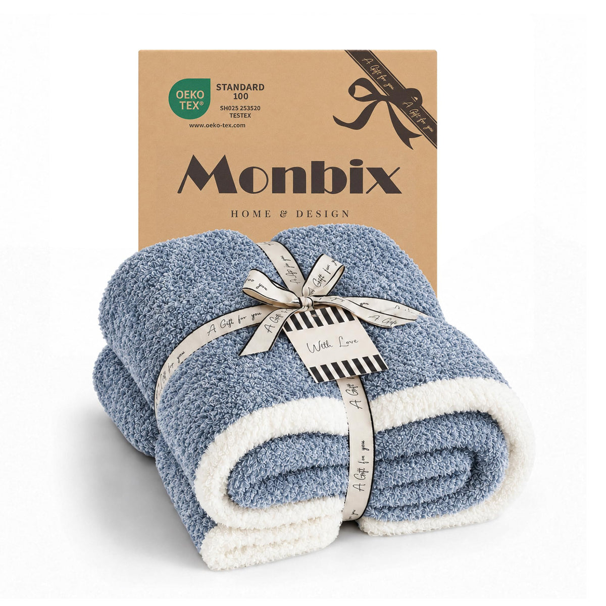 Monbix Throw Blanket for Couch-Room Decor Fuzzy Fleece Flannel Bed Blankets