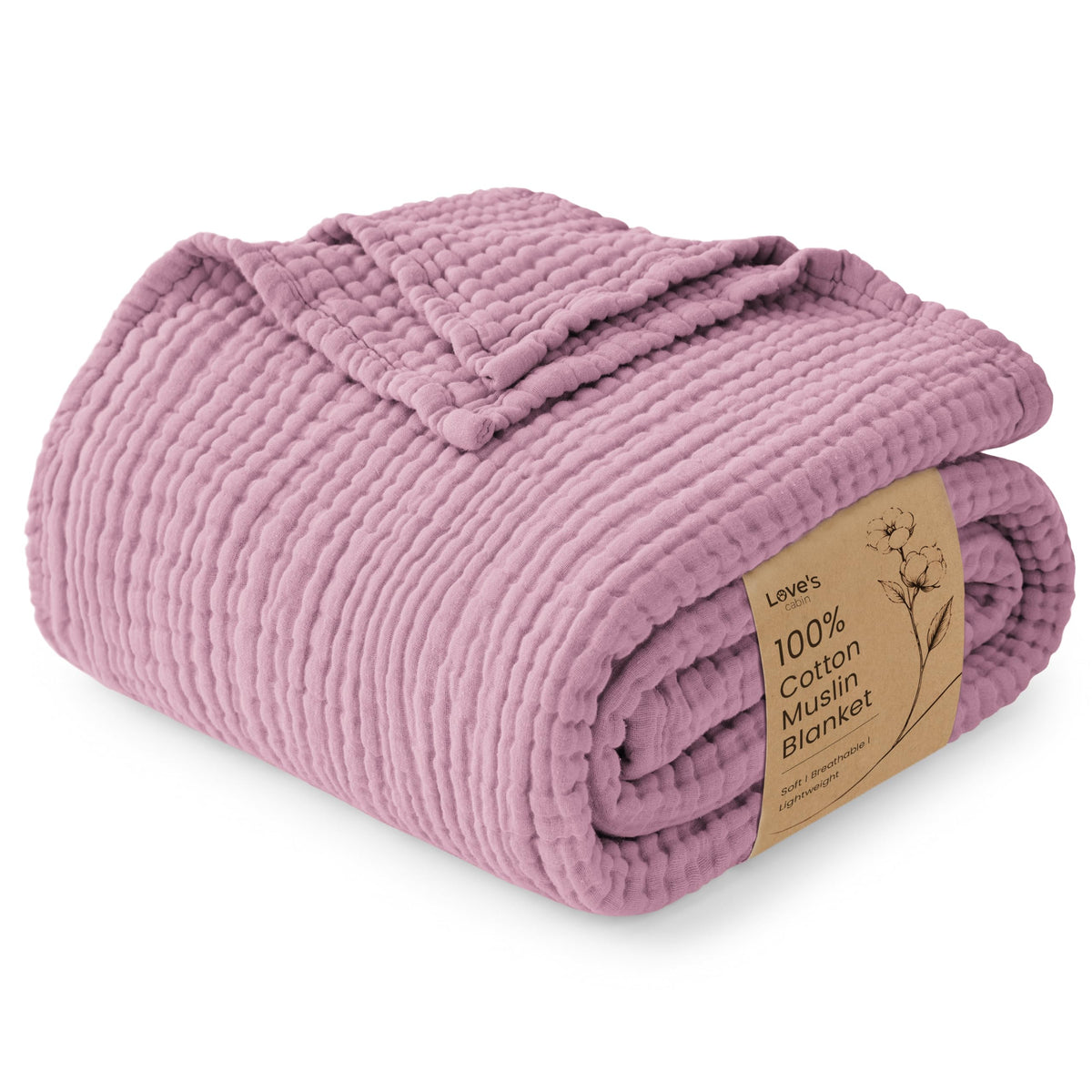 Love's cabin 100% Cotton Muslin Blanket Throw for Couch, Khaki