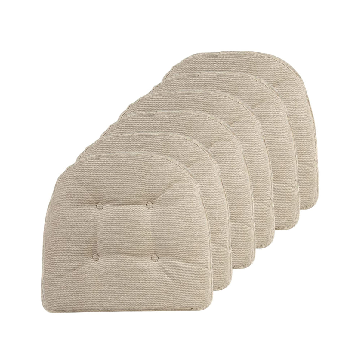 Klear Vu Omega Non-Slip Chair Cushions, Assembled in USA, U-Shaped Skid-Proof Seat Pads for Dining Room, Kitchen, Office, 15"x16" 4 Pack Slub Natural 4 Count