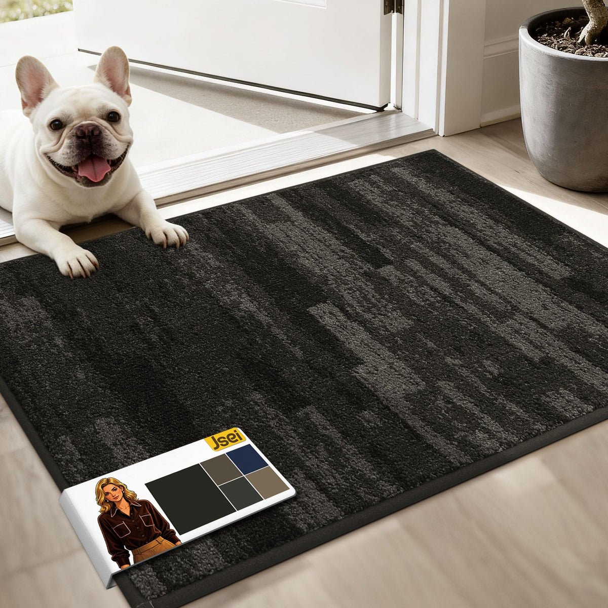 JSEI Dirt Trapper Door Mat 24"x36", Non-Slip Doormat, Blue