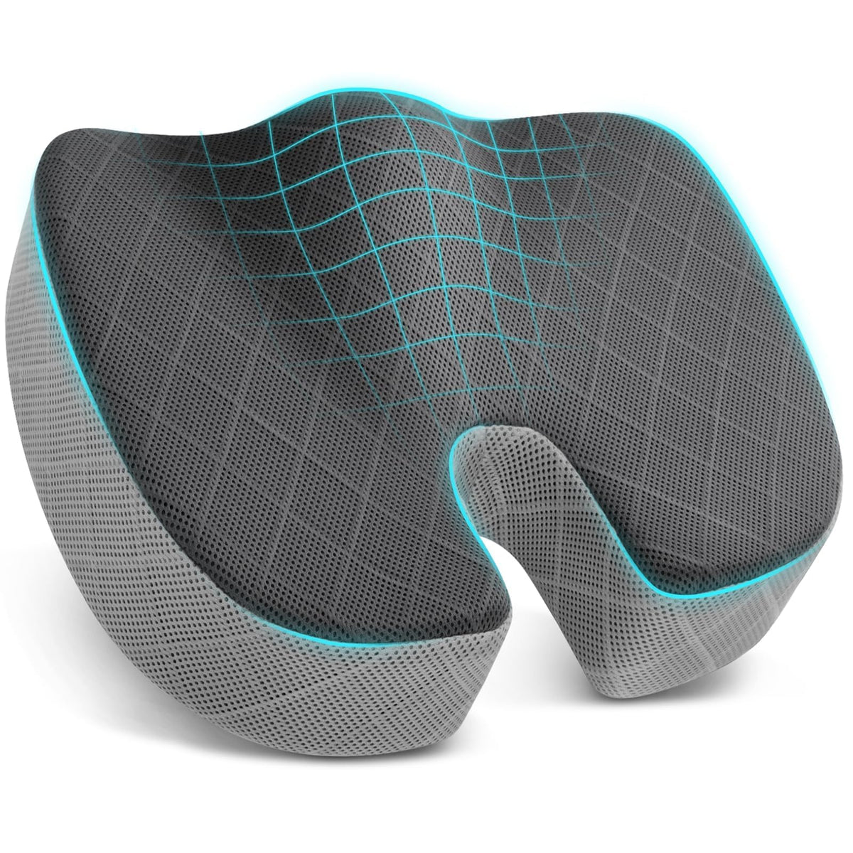 TushGuard Seat Cushion, Memory Foam Office Chair Cushion - Black, Large