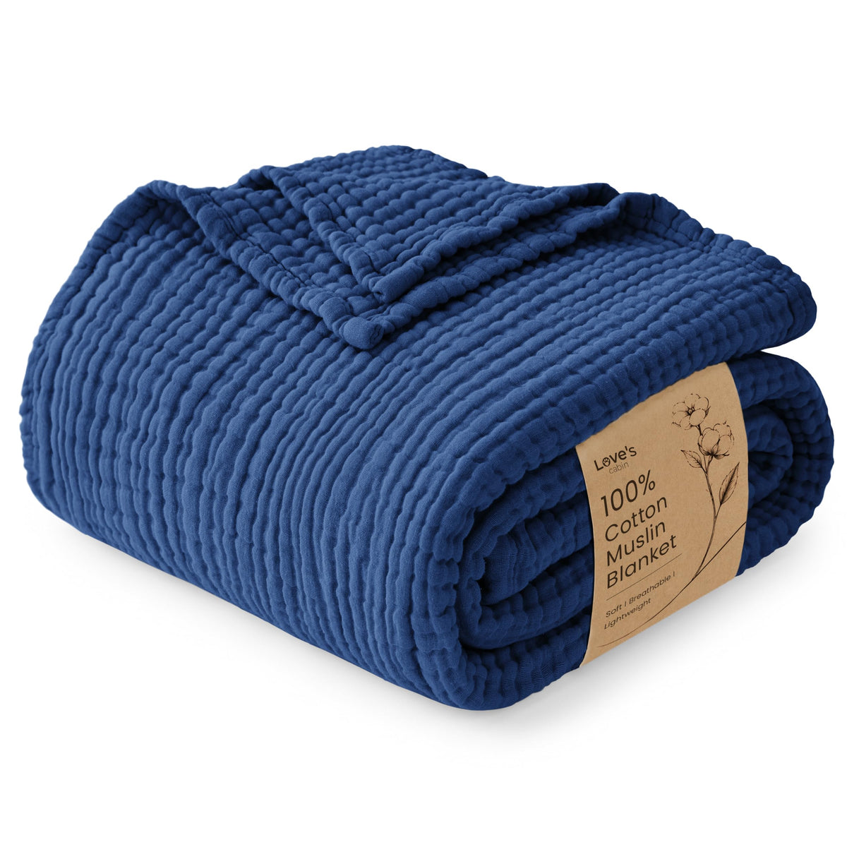 Love's cabin 100% Cotton Muslin Blanket Throw for Couch, Khaki